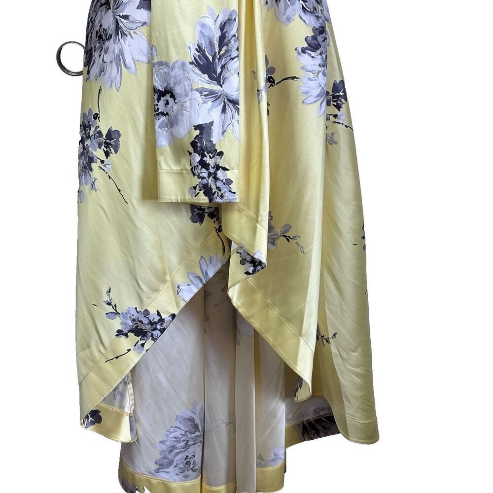 Speechless Yellow Floral High Low Dress Size 5 Spaghetti Strap Prom Formal Satin - Picture 7 of 16